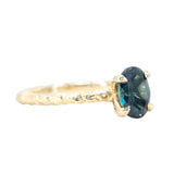 1.40ct Nigerian Blue Oval Sapphire Evergreen Solitaire Ring in 14k Yellow Gold