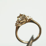 1.49ct Pear Champagne Diamond and White Diamond Cluster ring in 14k Yellow Gold