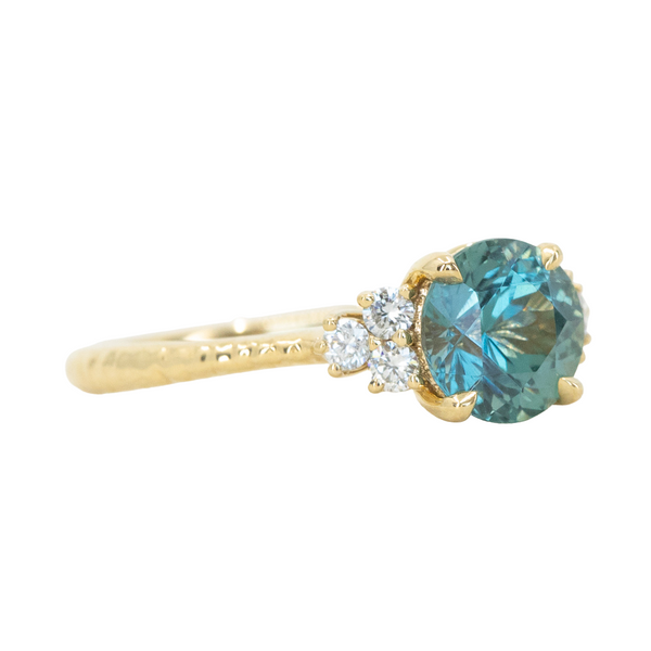 1.58ct Round Blue Montana Sapphire and Diamond Cluster Ring in 18k Yellow Gold with Diamonds