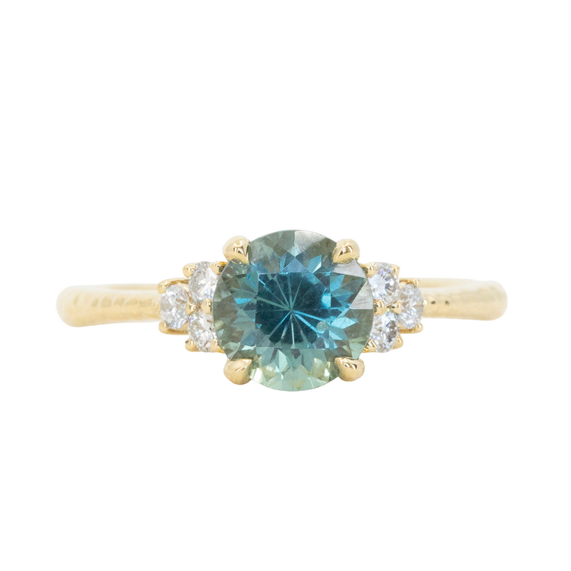 1.58ct Round Blue Montana Sapphire and Diamond Cluster Ring in 18k Yellow Gold with Diamonds