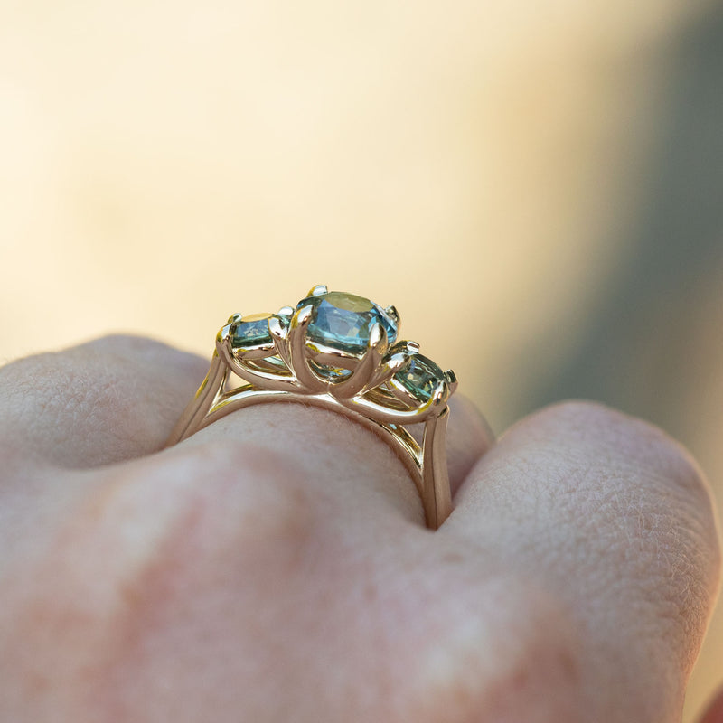 1.59ct Center Montana Sapphire Three Stone Ring in 14k Yellow Gold – Anueva  Jewelry