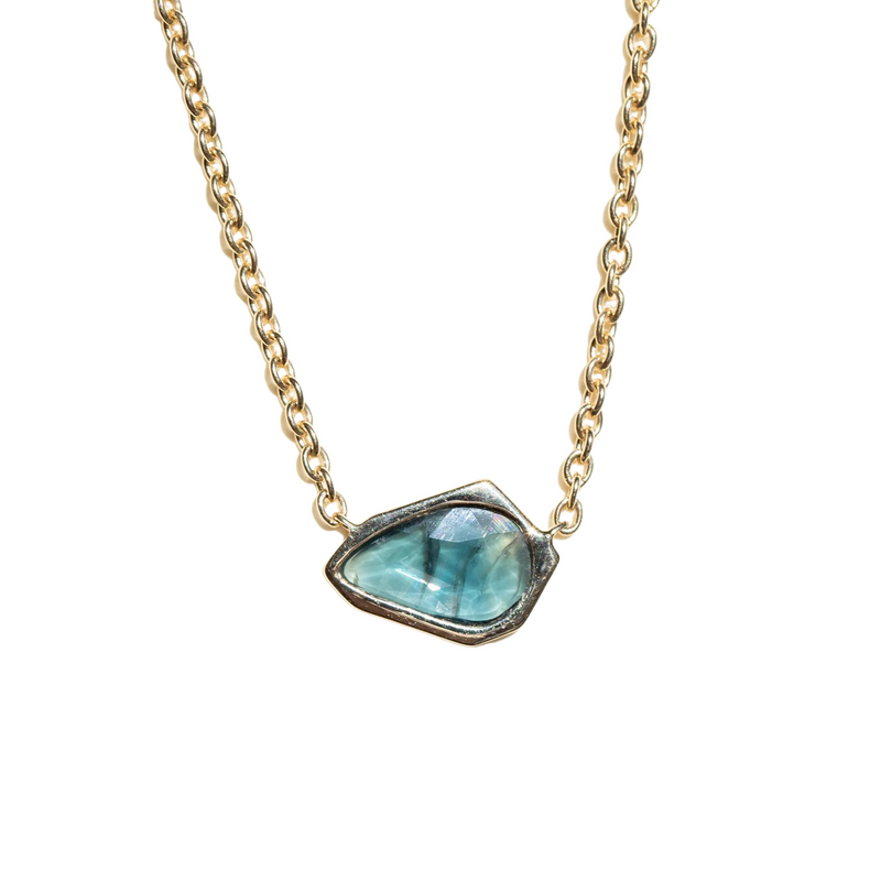 1.60ct Sapphire Bezel Set Necklace In 14k Yellow Gold