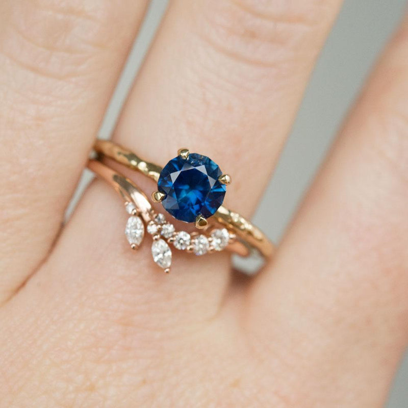 1.66ct Bright Blue Round Solitaire Unheated Sapphire Ring in 14k Yellow Gold Evergreen Solitaire
