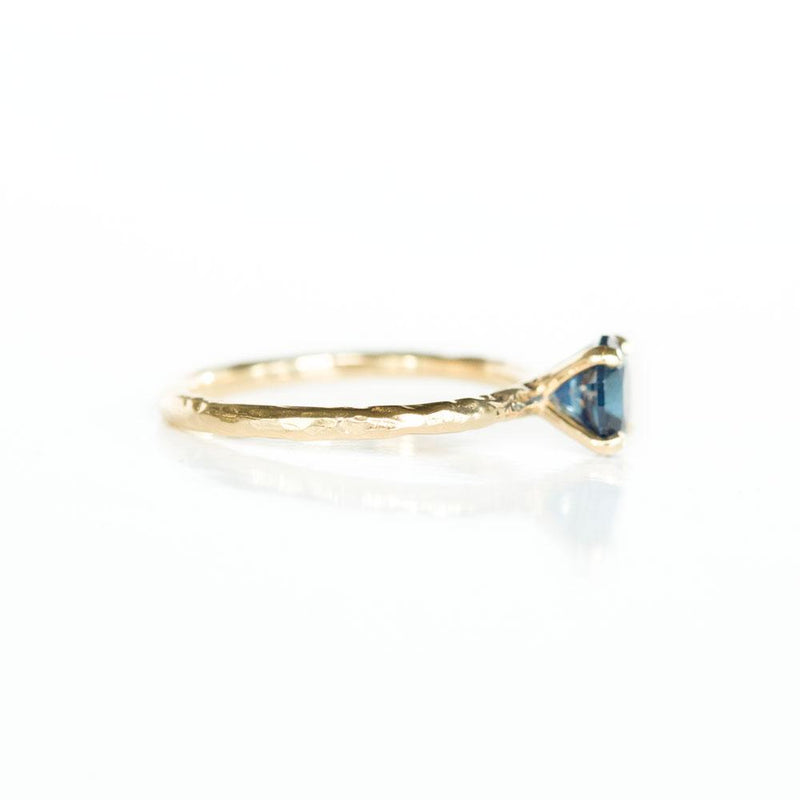 1.66ct Bright Blue Round Solitaire Unheated Sapphire Ring in 14k Yellow Gold Evergreen Solitaire