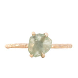 1.39ct Rough Montana Sapphire ring in Dainty 14k Yellow Gold Evergreen Setting