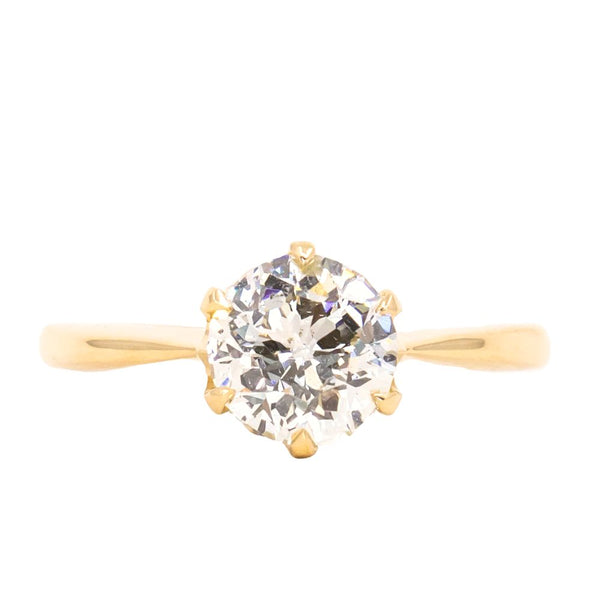 1.30ct Round Crown Jubilee® Cut Diamond 6-Prong Low Profile Ring in 18K Yellow Gold