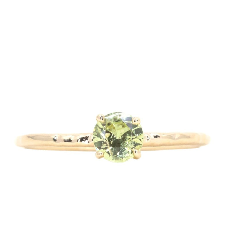 0.67ct Round Green Garnet Evergreen Solitaire in 14k Yellow Gold