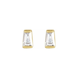 0.125ctw Mini Tapered Baguette Bar Set Diamond Stud Earrings in Solid Gold