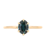0.86ct Oval Nigerian Sapphire Six Prong Low Profile Ring in 14k Yellow Gold