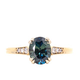 1.88ct Oval Sapphire Double Prong Vintage Cathedral Ring in 14k Yellow Gold
