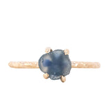 1.43ct Rough Montana Sapphire ring in Dainty 14k Yellow Gold Evergreen Setting