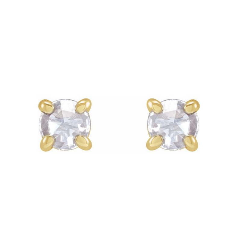 0.30ct Round Rosecut Four Prong Diamond Earrings in Solid Gold
