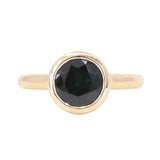 2.10ct Deep Teal Sapphire Contemporary Bezel Set Ring in 14k Yellow Gold