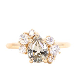 1.67ct Pear Montana Sapphire Low Profile Antique Diamond Cluster Ring in 14K Yellow Gold