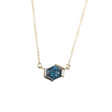 0.89ct Half-bezel Hexagon Sapphire Necklace in 14k Yellow Gold