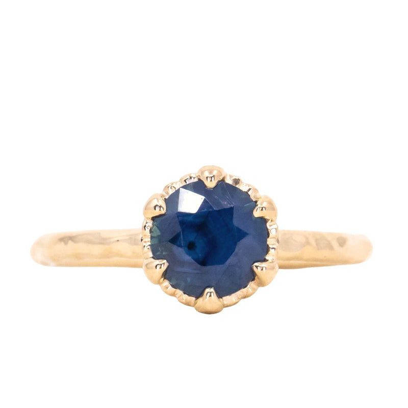 1.31ct Round Sapphire Scallop Cup Solitaire in 14k Yellow Gold
