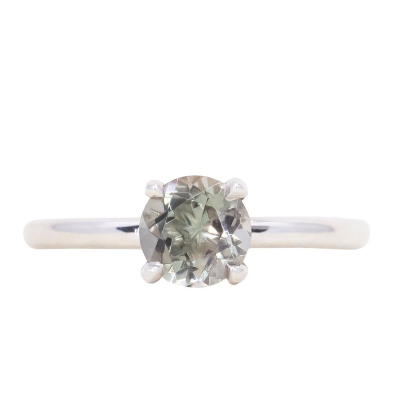0.88ct Round Oregon Sunstone Solitaire Ring in Polished Sterling Silver