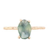 1.37ct Rough Montana Sapphire ring in Dainty 14k Yellow Gold Evergreen Setting