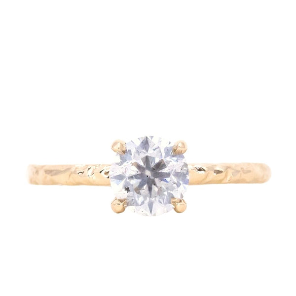 1.01ct Round Fancy White Diamond Evergreen Solitaire in 14k Yellow Gold