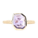 1.14ct Geo Slice Purple Sapphire Evergreen Low Profile Bezel Solitaire Ring in 14k Yellow Gold
