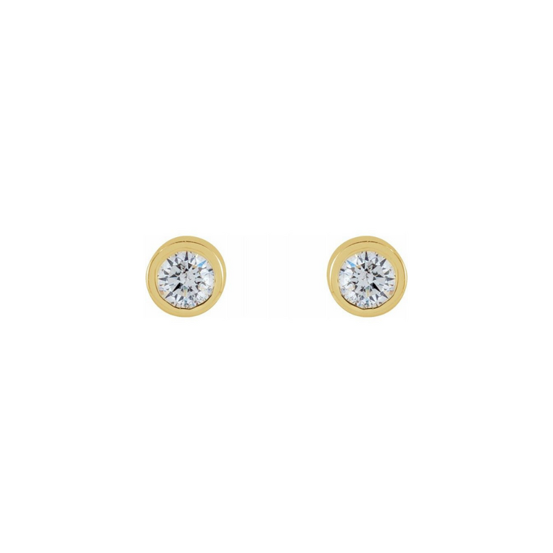 0.04ctw Mini Round Bezel Diamond Stud Earrings in Solid Gold