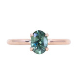 0.86ct Oval Parti Sapphire 4 Prong Classic Solitaire in 14k Rose Gold