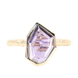 1.39ct Geo Slice Purple Sapphire Evergreen Low Profile Bezel Solitaire Ring in 14k Yellow Gold