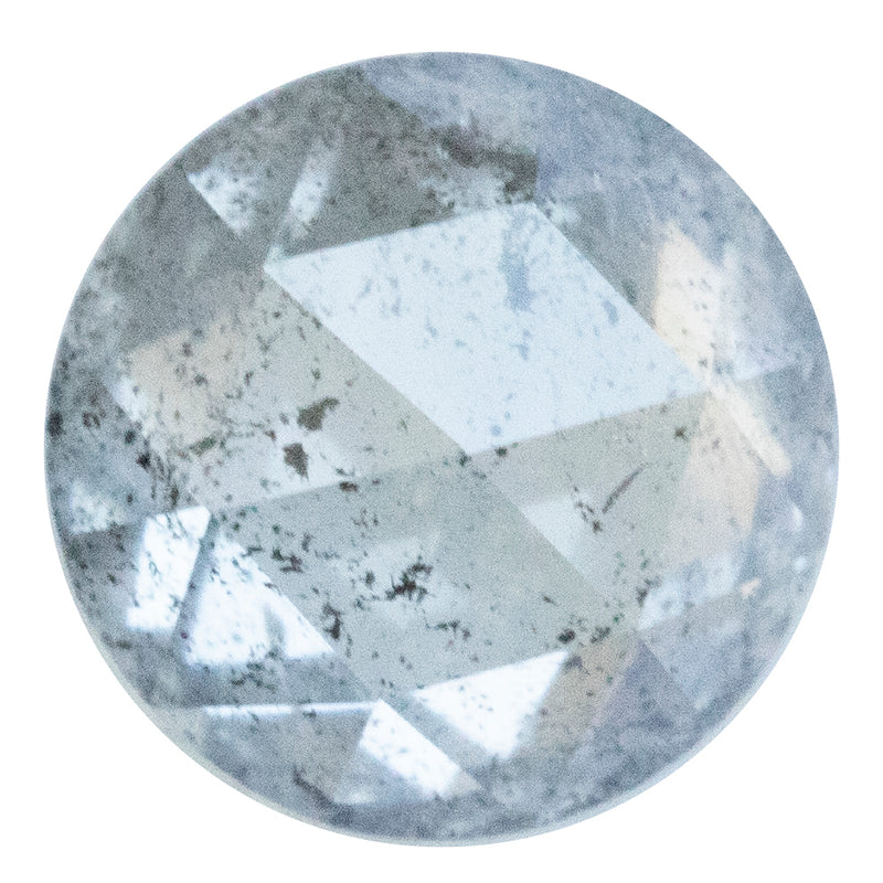 2.03CT ROUND ROSECUT SALT AND PEPPER DIAMOND, CLEAR WHITE WITH GREY INCLUSIONS, 7.76MM