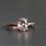 2.10ct Oval Pink Spinel in 14k Rose Gold Low Profile Evergreen Solitaire with Embedded Diamonds