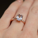 2.10ct Oval Pink Spinel in 14k Rose Gold Low Profile Evergreen Solitaire with Embedded Diamonds