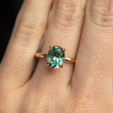 2.23ct Oval Seafoam Montana Sapphire Evergreen Solitaire in 14k Yellow Gold