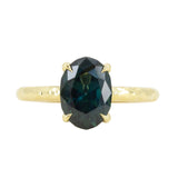 2.30ct Oval Australian Deep Teal Sapphire Evergreen Solitaire in 18k Yellow Gold
