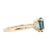 2.50ct Teal Blue Montana Sapphire and Diamond Three Stone Ring in 14k Yellow Gold