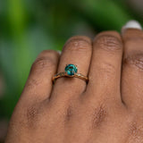 1.55ct Round Deep Teal Madagascar Evergreen Solitaire in 14k Yellow Gold