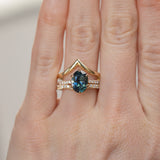 2.03ct Oval Parti Sapphire and Diamond Studded Lotus Six Prong Solitaire in 14k Rose Gold