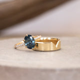 2.03ct Oval Parti Sapphire and Diamond Studded Lotus Six Prong Solitaire in 14k Rose Gold