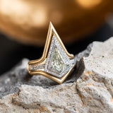 1.25ct Kite Diamond Halo Platinum Ring and Jacket in 18k Yellow Gold