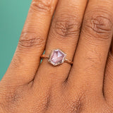1.05ct Geo Slice Purple-Pink Sapphire Evergreen Low Profile Bezel Solitaire Ring in 14k Rose Gold