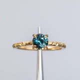 1.13ct Round Tanzanian Color-Shifting Sapphire Evergreen Carved Solitaire in 18k Yellow Gold