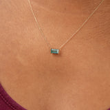 1.19ct East/West Emerald Cut Sapphire Necklace in 14k Yellow Gold