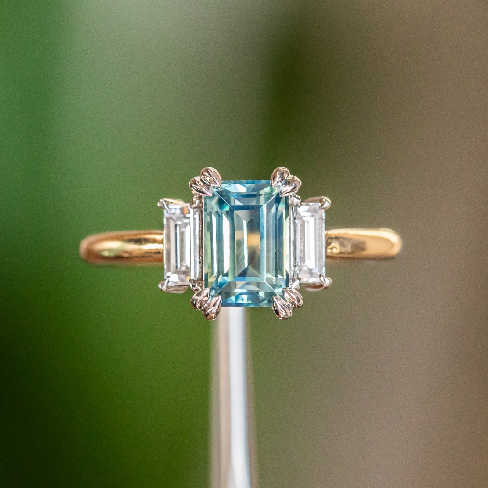 1.91ct Art Deco Baguette Sapphire Low Profile Three Stone