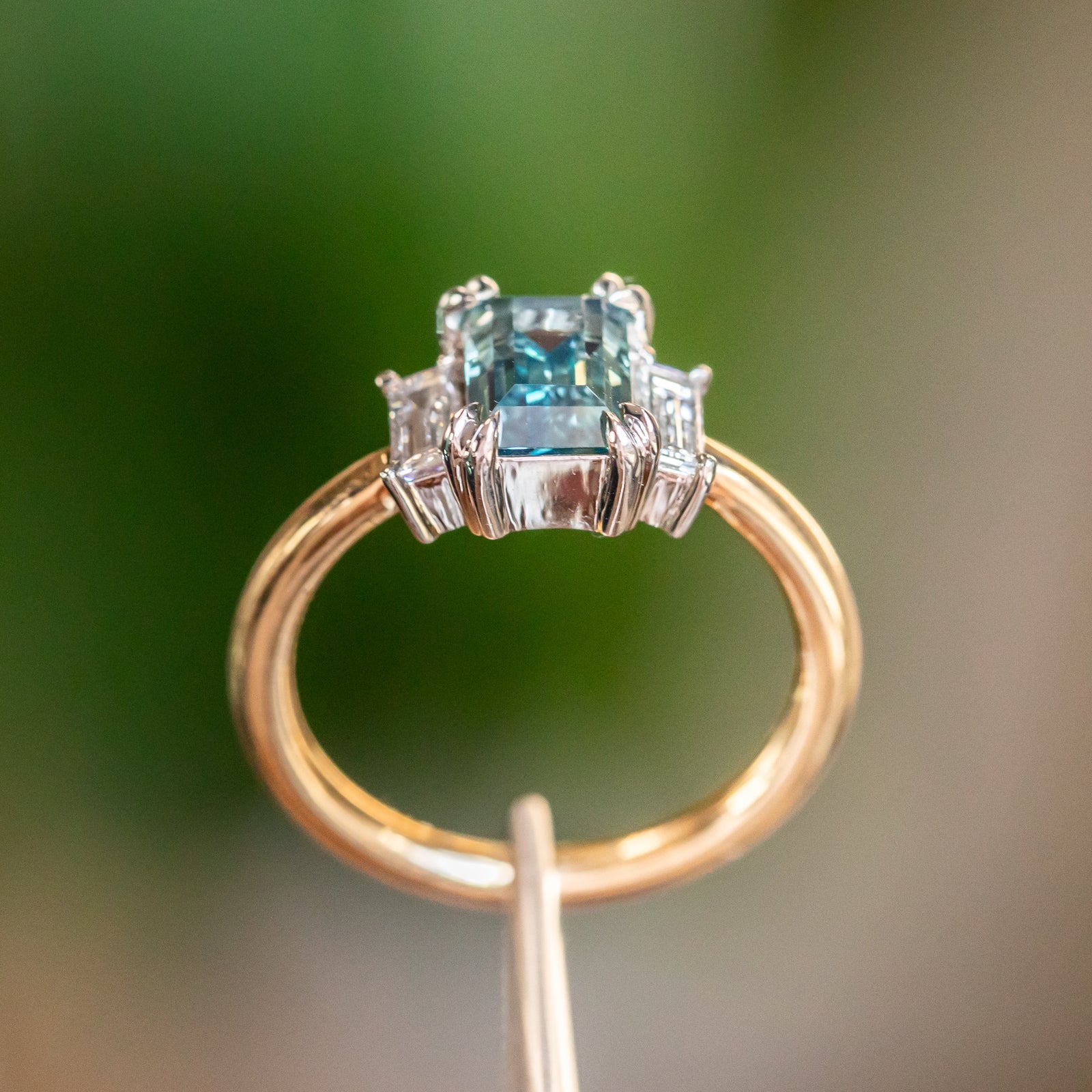 10.5MM Round and Side Tapered Baguette Cubic Zirconia Ring