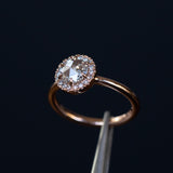 0.59ct White Rosecut diamond in 14k Rose Gold Low Profile 6 Prong Halo Evergreen Setting