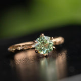 1.44ct Fancy Octagon Montana Sapphire 6 Prong Evergreen Solitaire in 18K Rose Gold