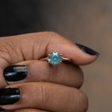 2.19ct Round Teal, Silky Montana Sapphire Six Prong Split Shank Solitaire in 14k Rose Gold