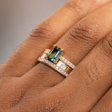 1.25ct Emerald Cut Parti Sapphire Solitaire and Wedding Band Set in 14k Yellow Gold