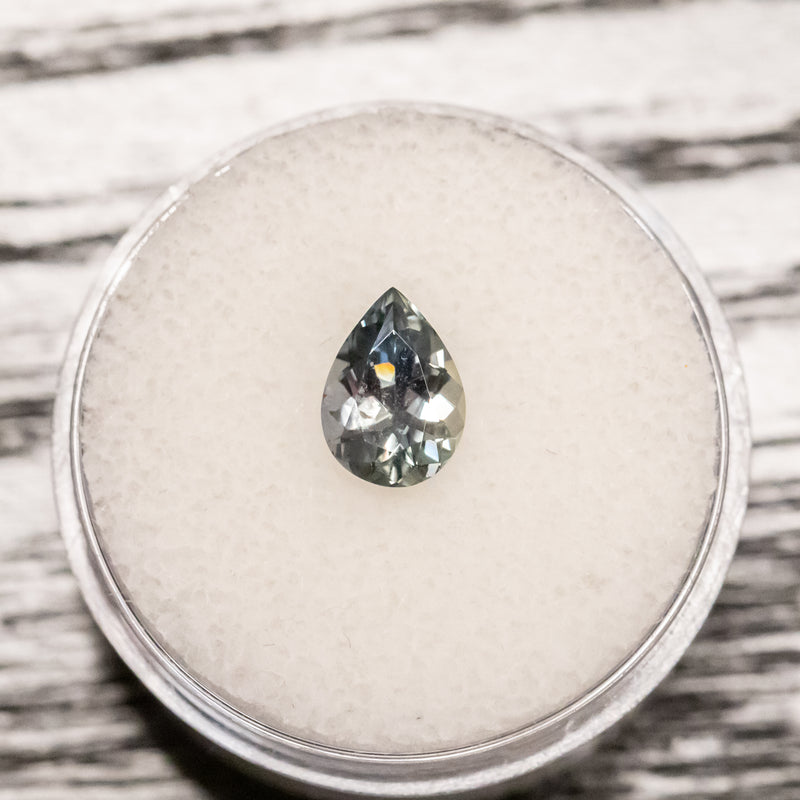 1.50CT Pear Mozambique Sapphire, Coloring Changing Minty Green to Teal Blue Grey, 8.60x6.20x398MM, UNHEATED