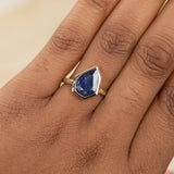 1.98ct Indigo Blue Geo Slice Sapphire Evergreen Low Profile Bezel Solitaire Ring in 14k Yellow Gold