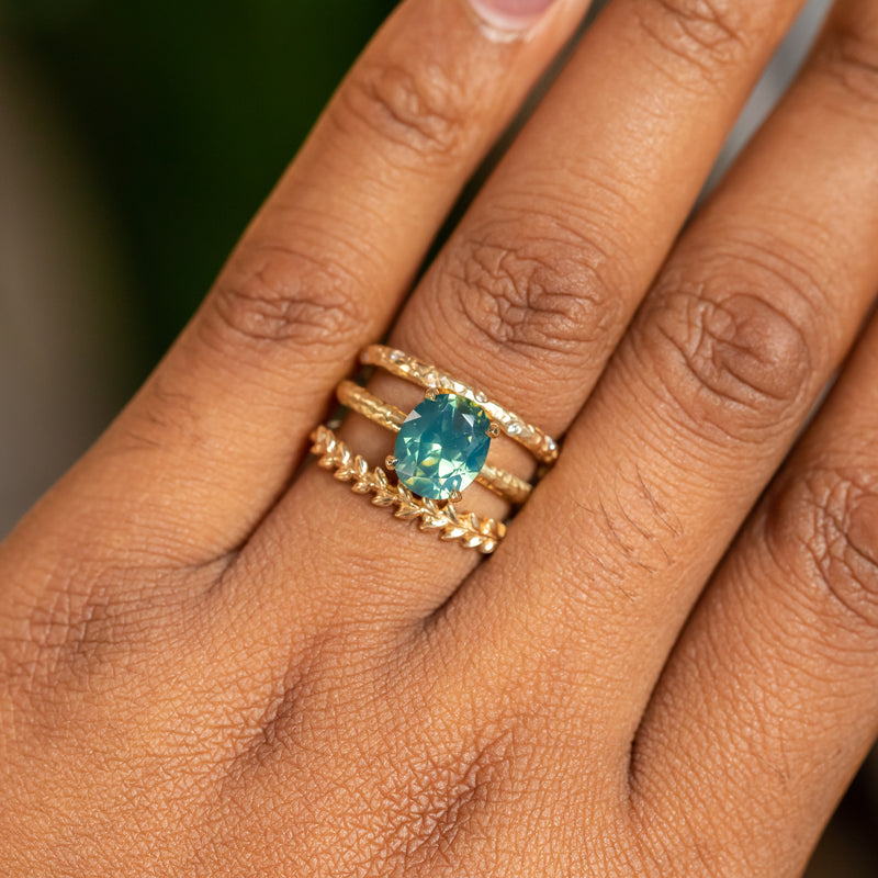 2.77ct Oval Silky Nigerian Sapphire Low Profile 4 Prong Evergreen Solitaire in 18k Yellow Gold