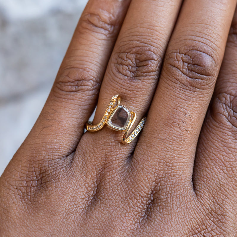 Slice Rings Rustic Diamond Slice Ring in 18k Yellow Gold – Anueva Jewelry